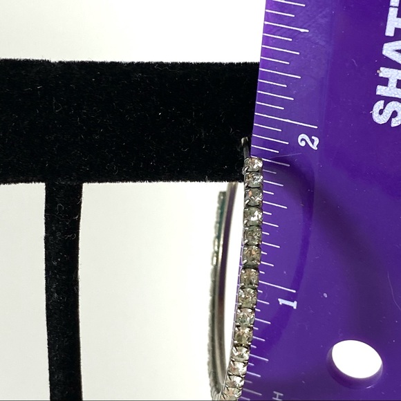 Beautiful white rhinestone evening hoop earrings with lever backs - Picture 3 of 3